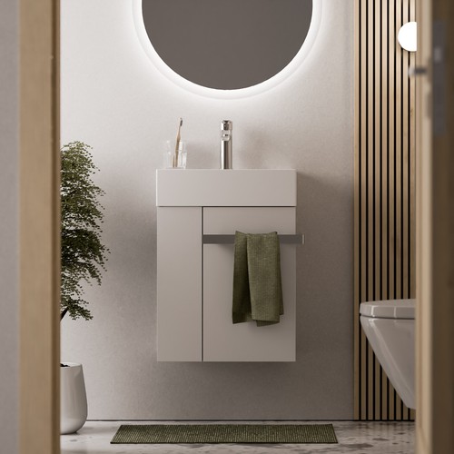 Badmöbel Set Gäste WC Waschbeckenunterschrank 45 cm Waschbecken mit Unterschrank - Bild 17 von 40
