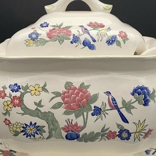 Trimont Floral Covered Soup Tureen with Underplate and Ladle c1960s Japan 3.5qt - Picture 4 of 22