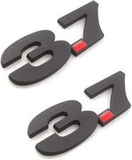 Pair Set 3.7 Fender Side Boot Emblem Badge 3M Adhesive Nameplate Decals (Black)