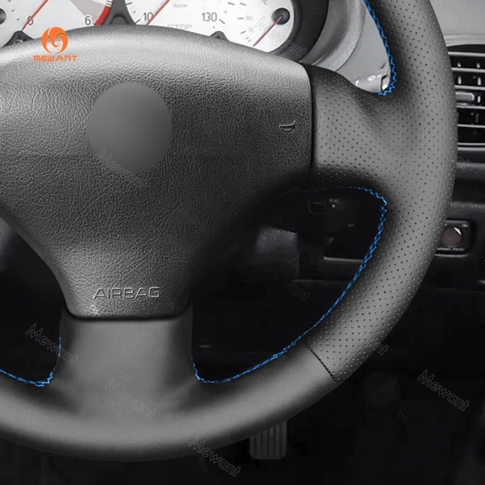 Hand sewn Hand Stitch Faux Leather Steering Wheel Cover for Peugeot 206 2003-06 - image 4 of 4