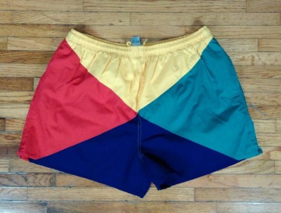 NOS Mint Vtg Color block Flag Swim Board Shorts Trunks 80's 90's XL Surf 