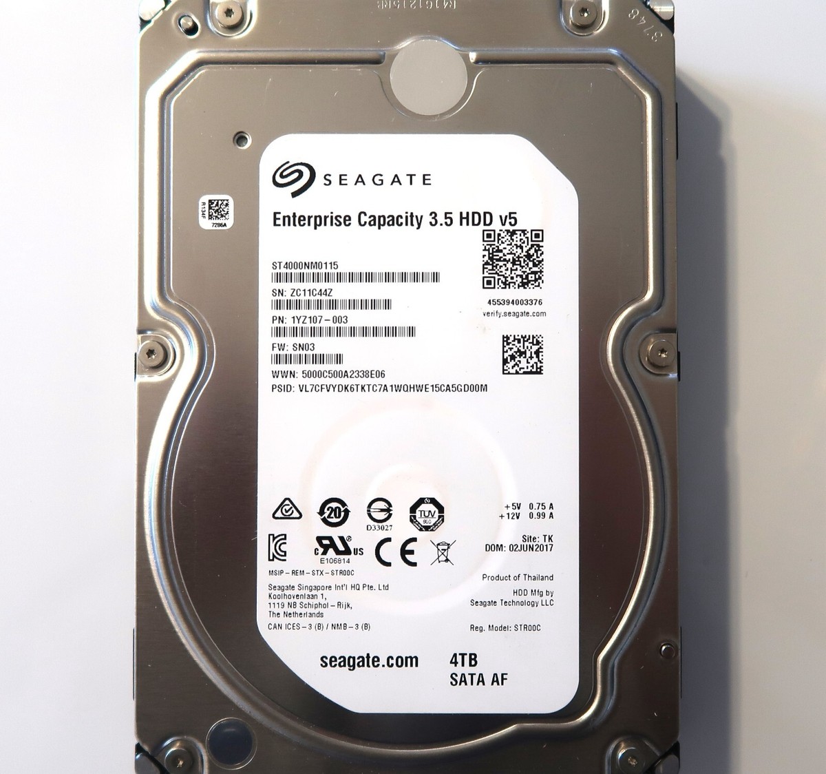 Seagate ST4000NM0115 1YZ107-003 SN03 (ZC11) TK Thailand 4TB 3.5