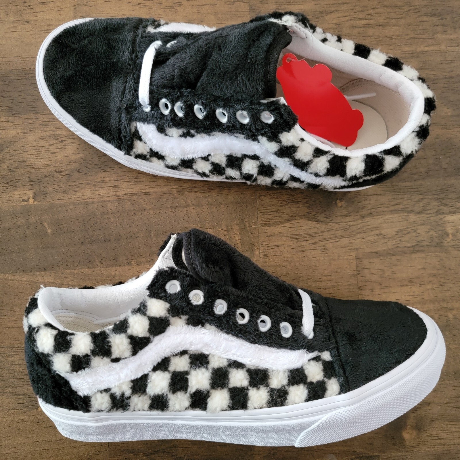 VANS Old Skool Checkered Faux Fur Skate 