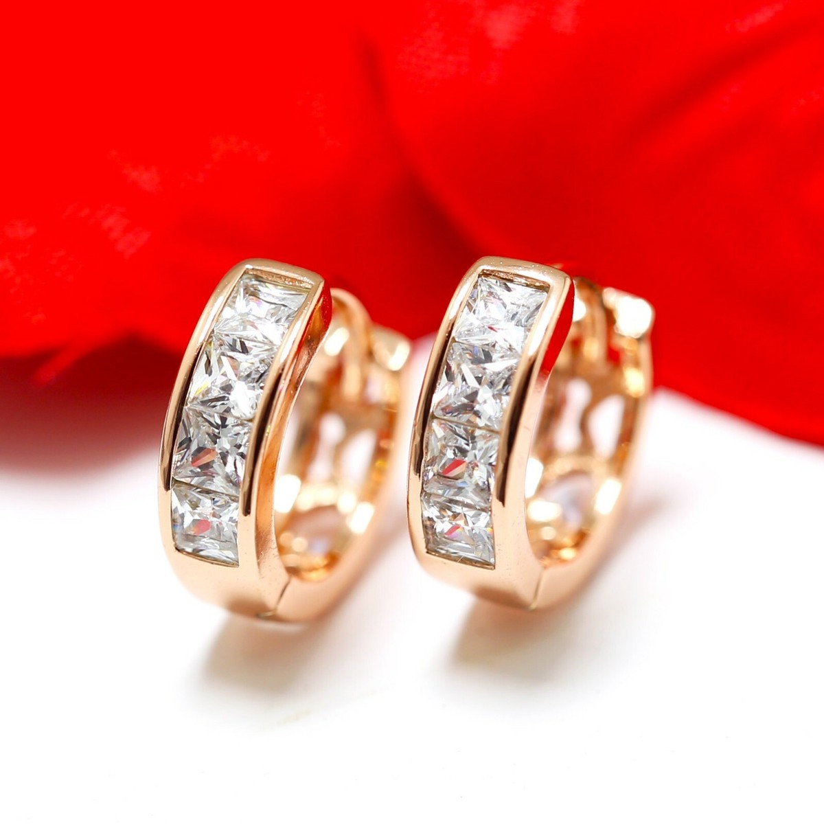 9K Gold Filled Simulated Diamond Hoop Earrings – Round Sleepers For Men, Women, Girls – Gift Ready