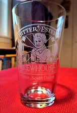 RARE *BITTER ESTERS BREWHOUSE* BEER PINT GLASS Custer SD *closed April 2017* HTF