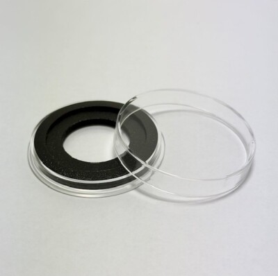 AirTite DoubleRing Coin Capsule for 2 oz HighRelief-X6D39mm + 26mm Black, Qty 3