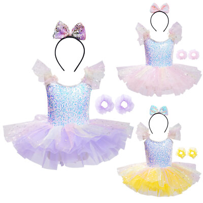 Kids Girls Tutu Skirt Training Dress Lyrical Ballet Dancewear Shiny Ballerina