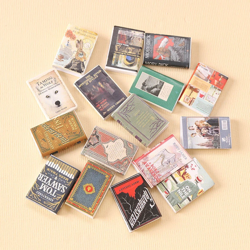16pcs Dollhouse Miniatures 1:12 Scale Prop Faux Books Lot Fill Bookshelf Novels - Image 4 of 4
