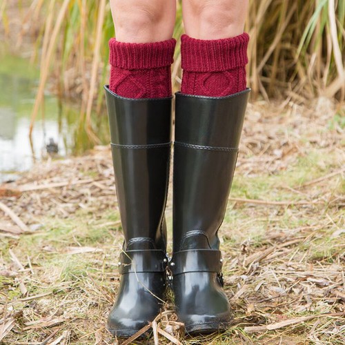 Ladies Winter Warm Leg Sleeves Over the Knee Knitted Rhombus Floor Socks - Picture 3 of 13