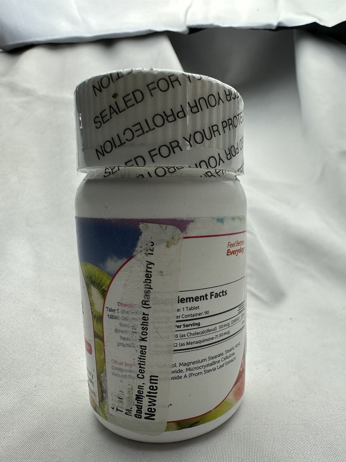 Junior D3 & K2, Peach Apricot , 90 Chewable Tablets Exp 2/25