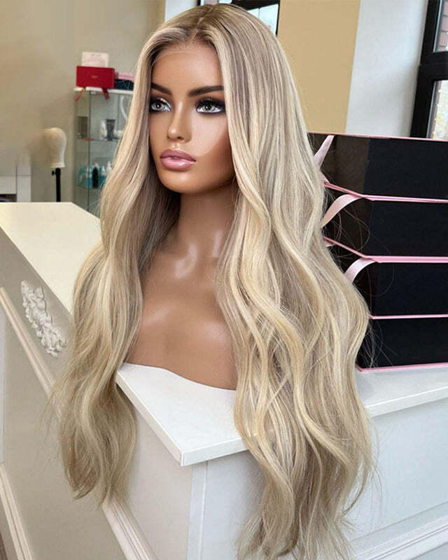 Honey Blonde Highlights Human Hair Lace Front Wigs  display picture 3