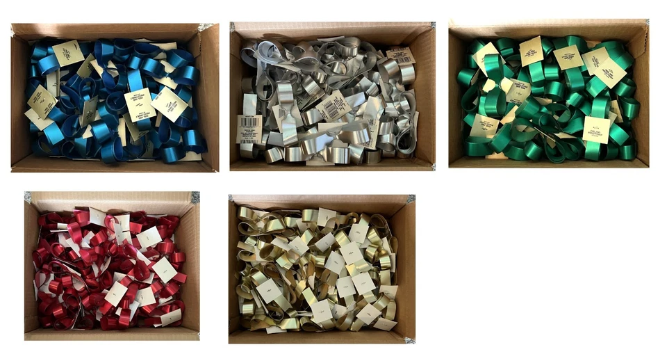 BERWI CK BERWICK Metallic 4" Pompom Bow Prenotched Hanks-5 colors Satin Sheen- 100 Bows