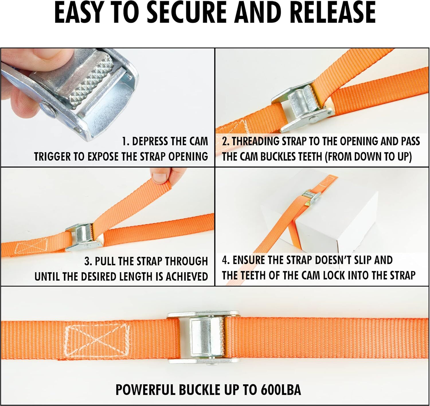 Cartman 10 Pack 1" x 12'Lashing Straps Cargo Tie-Down Strap Up to 600lbs Orange