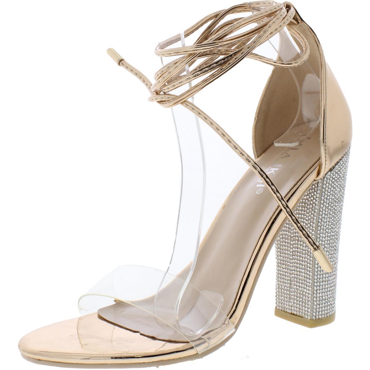 Женские золотые туфли на каблуке со стразами и зеркальным покрытием LALA IKAI, средний размер 36 (B, M), BHFO 9253