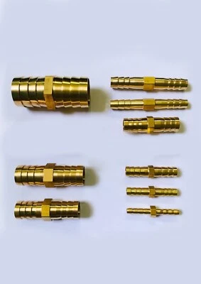 Metal Brass Straight Hose Joiner Barbed Connector Air Fuel Water Pipe Gas Tubing