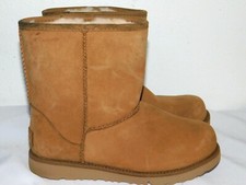 DEFECT KIDS 4 CHESTNUT UGG CLASSIC SHORT II WP WATERPROOF LEATHER BOOTS 1019646K