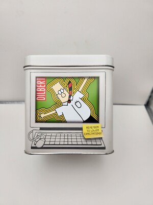 Dilbert Cookie Box Tin Computer Screen 1998 Empty Tin