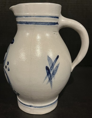 Vtg Salt Glazed Pottery Pitcher And 2 W. Germany Drinking Cups Blue Gray **READ - Picture 5 of 14
