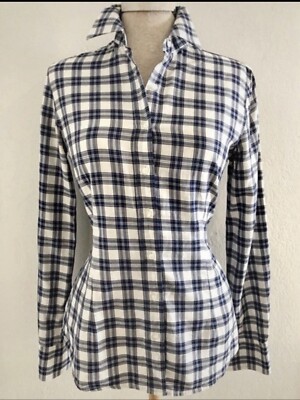 Robert Friedman Bluse Hemd S Kariert Langarm blau/ weiß