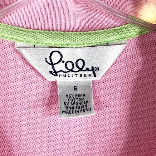 Lilly Pulitzer Small Poloshirt Rosa Grün Kurzarm Half Button Down 600 - Bild 4 von 5