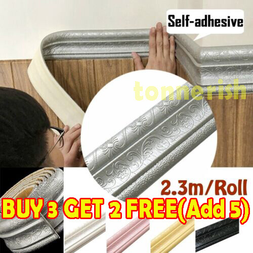 3D SelfAdhesive Wallpaper Stickers Wall Skirting Border Waterproof