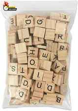 200 Pcs Scrabble Letters - 2 Complete Sets 200 Pcs in 1 Pack - Wood Tiles - Grea