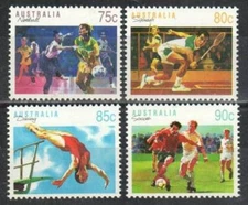 Australia Stamp 1121-1124  - Netball, Squash, Diving, Soccer