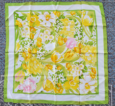 Vintage 1970s SM Kent Avon Burst of Spring Flower Power Square Scarf 27"