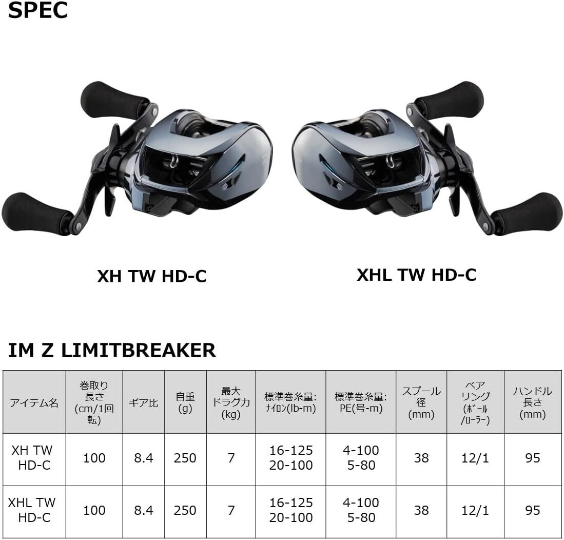 Daiwa 23 IM Z LIMITBREAKER XH TW HD-C Right Handed