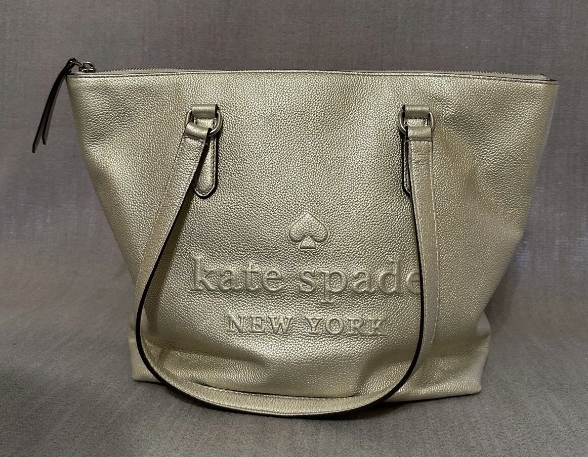 Kate Spade Larchmont Logo Penny Leather Large Tote preowned Silver
