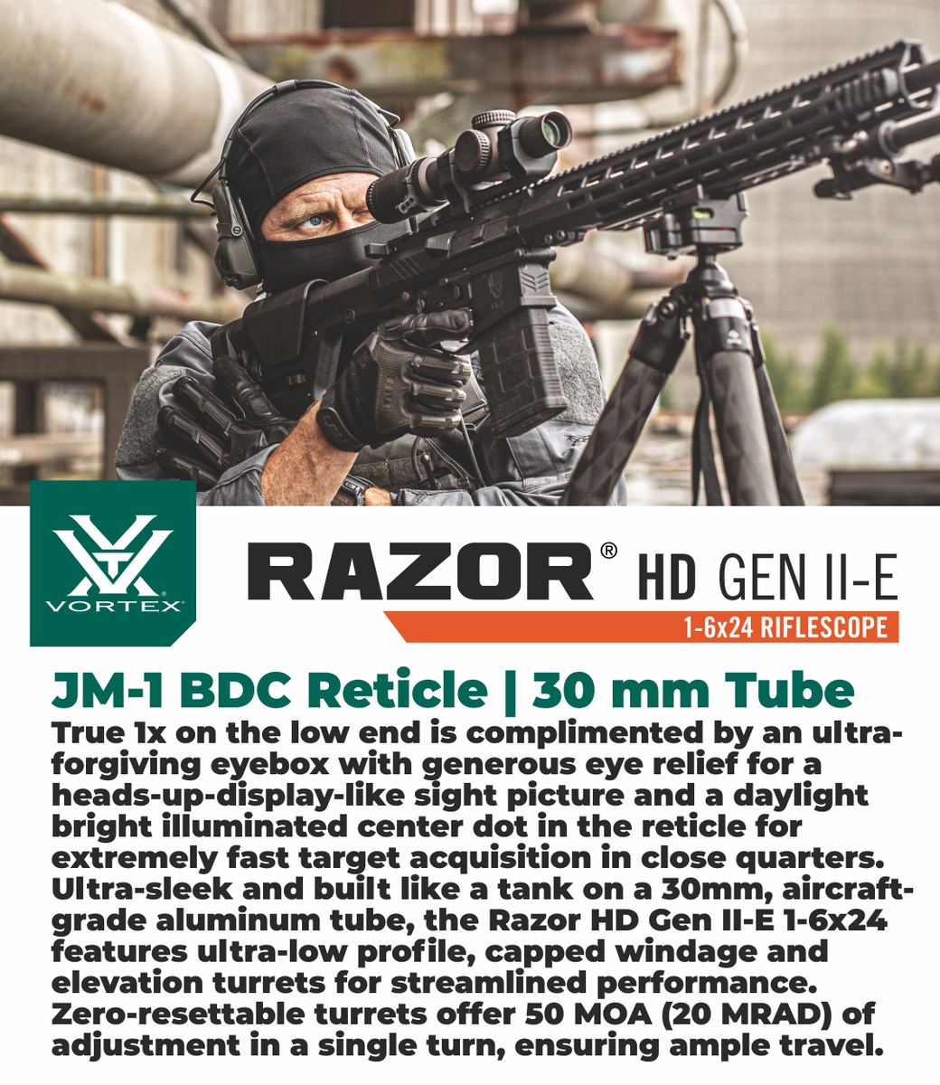 Vortex Optics Razor HD Gen II-E 1-6x24 JM-1 BDC Riflescope w