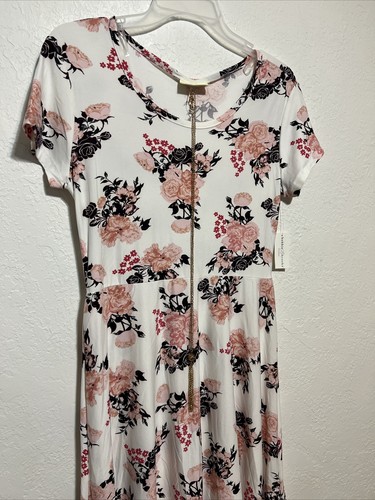 Vestido Bobbie Brooks Mujer Blanco con Estampado Floral - Collar - Talla: Pequeña S - Imagen 3 de 11
