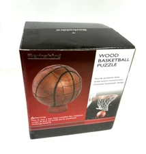 Berkshire Solid Dark 4"x4" Wood Brain Teaser Clever Basketball Puzzle New in Box
