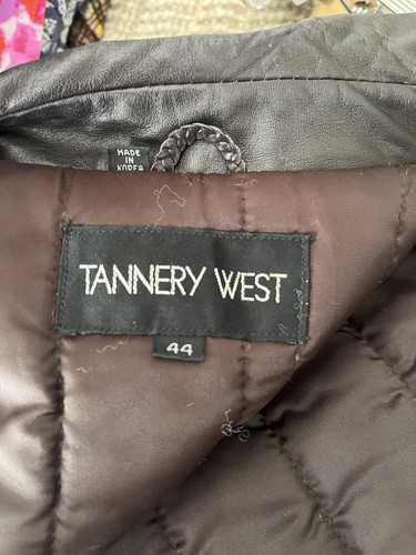 Vintage 90s Tannery West Brown Leather Insulated Bomber Jacket - size 44 (XL) - Picture 8 of 9