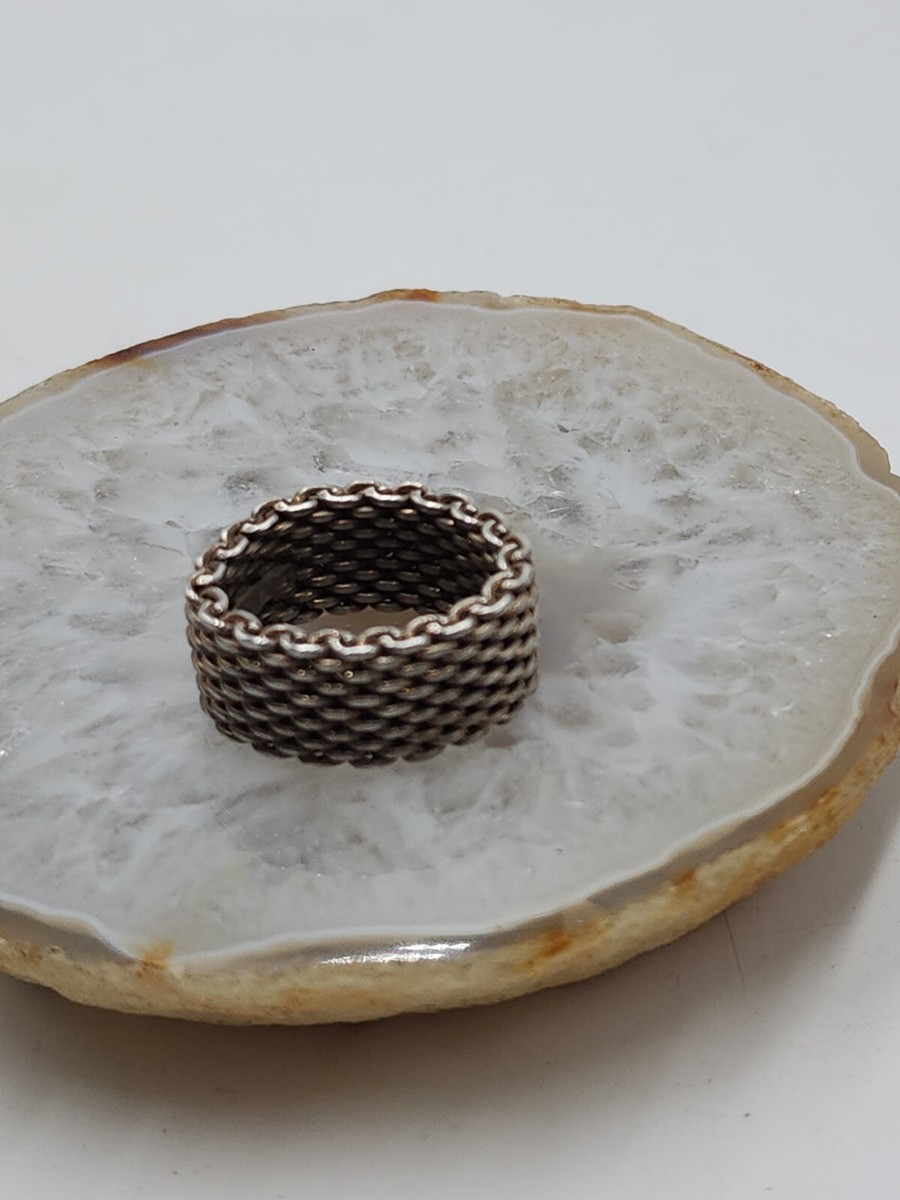 Tiffany & Co. Sterling Silver Somerset Mesh Band Ring Size 5