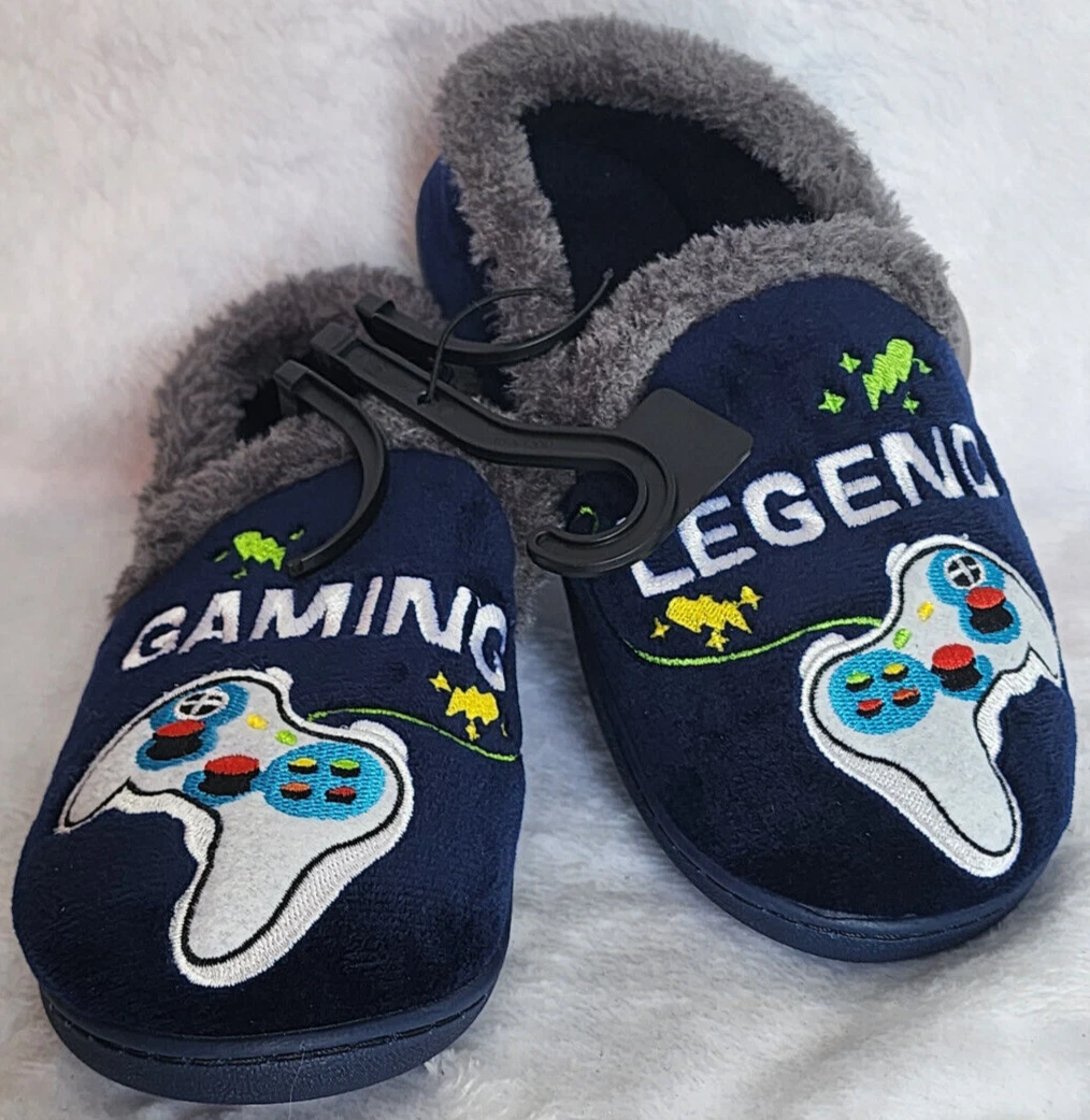 Wonder Nation Youth Boys Blue Gamer Slippers Gaming Legend Size 13