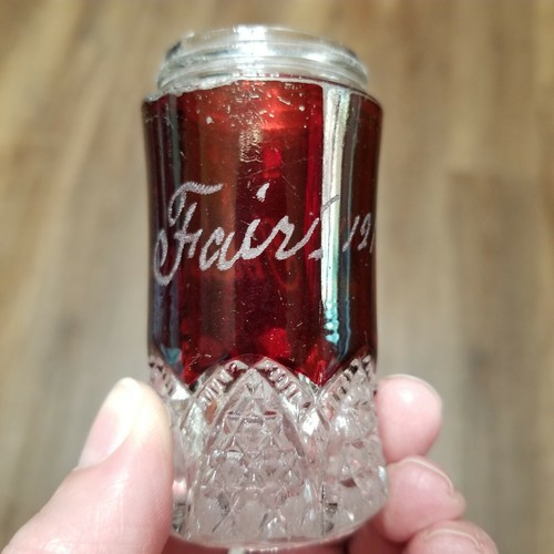 Advertising Souvenir Ruby Red Flash Salt Pepper Shakers Indian Fair 1912 As Is - Picture 9 of 12