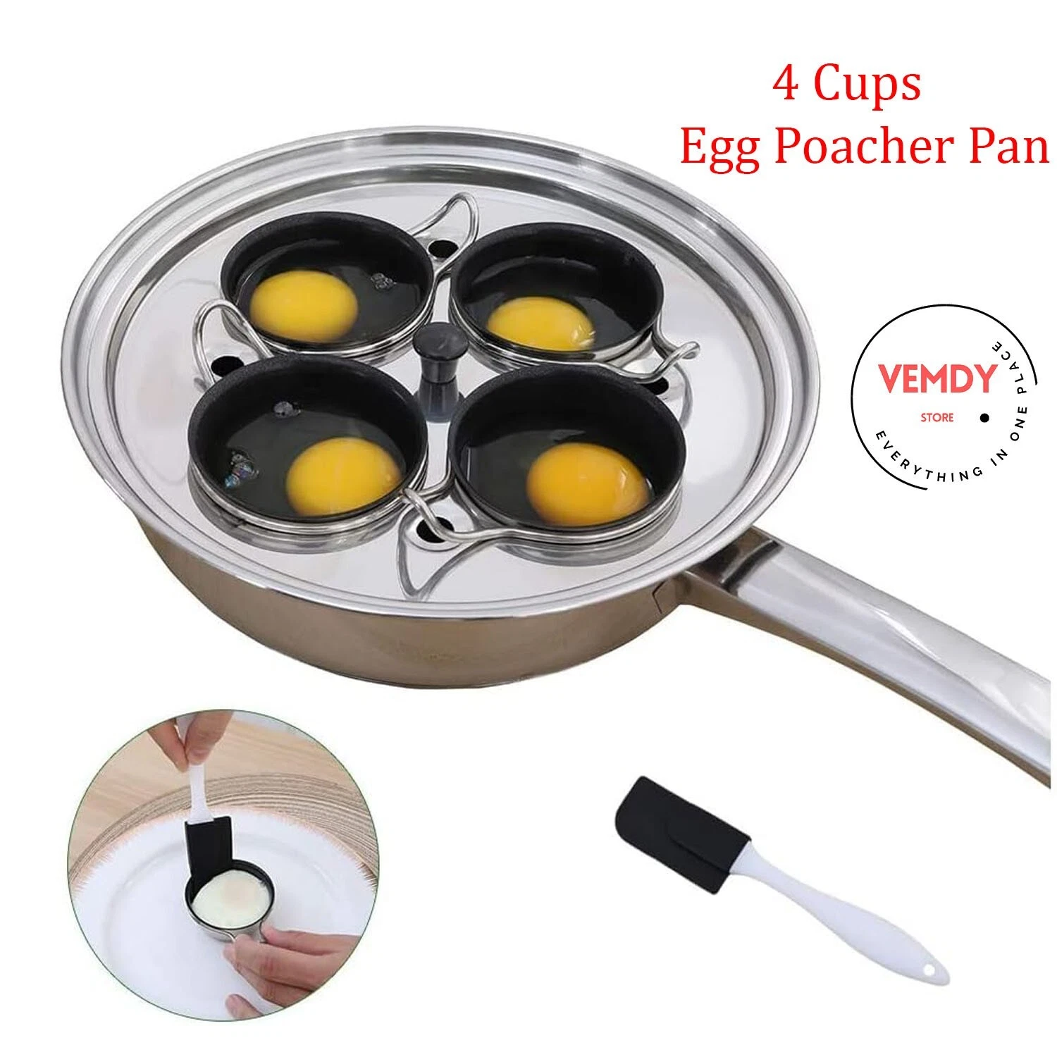 4 Cups Egg Poacher Pan - Stainless Steel Poached Egg Cooker Induction Cooktop
Opens in a new window 