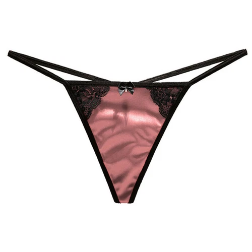 Sexy Womens T-back Panties Satin Thong G-string Briefs Lace Lingeries Underwear - Picture 19 of 27