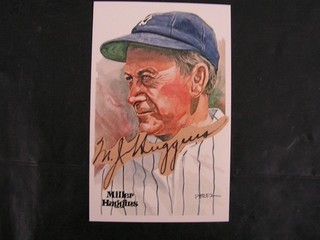 Miller Huggins Signed Perez Steele HOF Postcard Cut Mint 1927 New York Yankees