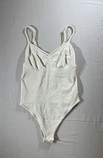 OQQ Women's Bodysuits Sexy Ribbed Sleeveless Adjustable Spaghetti Straps  size L