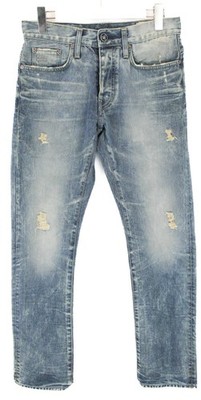 G STAR 3301 Jeans Men W30 L32 Slim Fit Ripped Whisker Bleached Denim