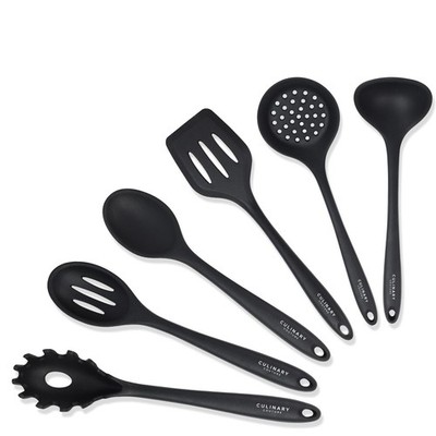 Culinary Couture Black Silicone Kitchen Utensils Set of 6, Regular, 
