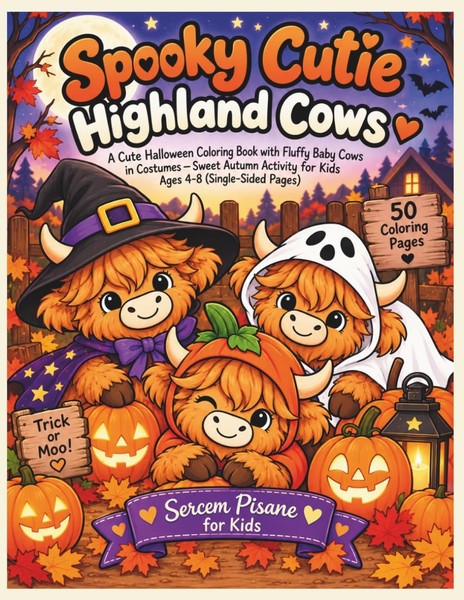 Halloween Malbuch FüR Kinder 4-8 Jahre - Highland Cows KostüMe, Einzelseiten-image