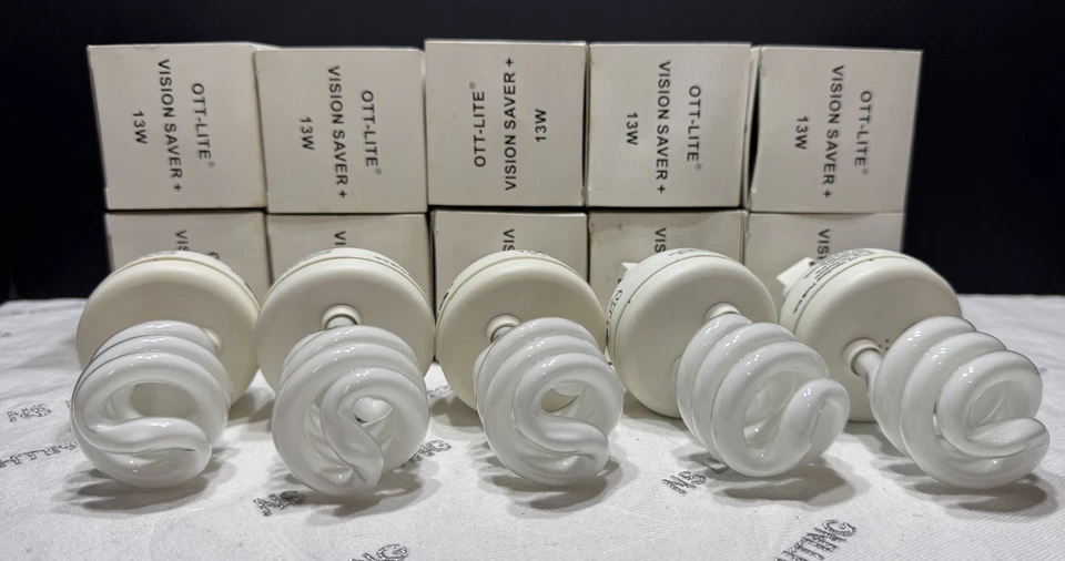 SET OF 10. OTT-LITE 13W Bulb SL 13 B-120 Replacement Spiral bulb CFL 5000K - Image 2 of 4