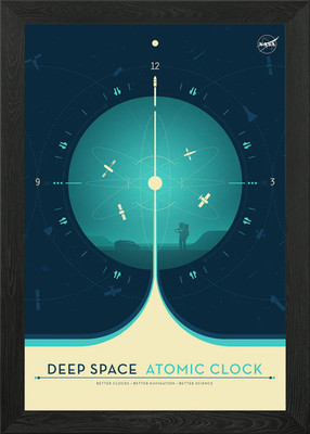 Atomuhr blau gerahmt Wandbild Poster Leinwanddruck Bild