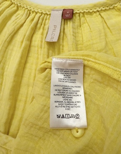 ANTHROPOLOGIE PILCRO Blouse Women M Puff Sleeve Gauze Top Seersucker Boho Cotton - Picture 10 of 16