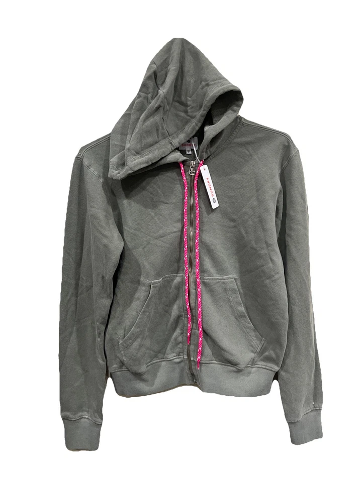 Sundry Full Zip Hoodie Sweat Jacket Vintage Washed Sage Relaxed Fit 100%Cotton 0 - Image 3 of 4