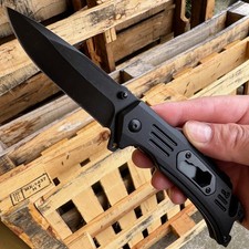 8" Outdoor Black Tactical Spring OPEN Assisted Folding Pocket Rescue Knife