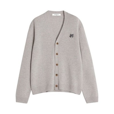 Maison Kitsune Herren Fuchskopf Lammwolle Strickjacke 148395169